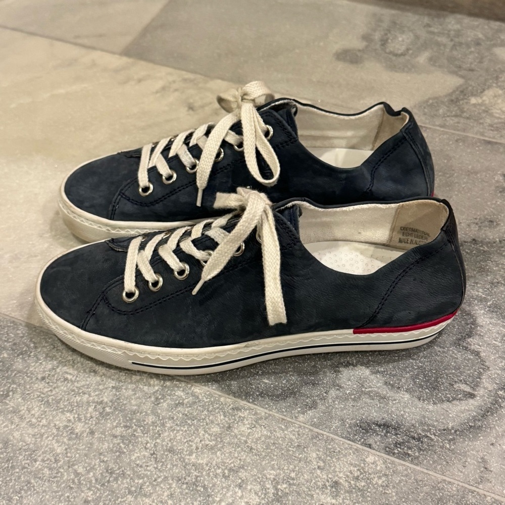 Paul Green Carly 2.0 Indigo Blue Nubuk Suede Sneakers Size 9.5 UK 7 EUC